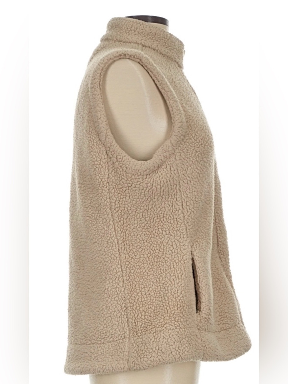 Calvin Klein Beige Sherpa Fleece Zip-Front Vest - Picture 4 of 11